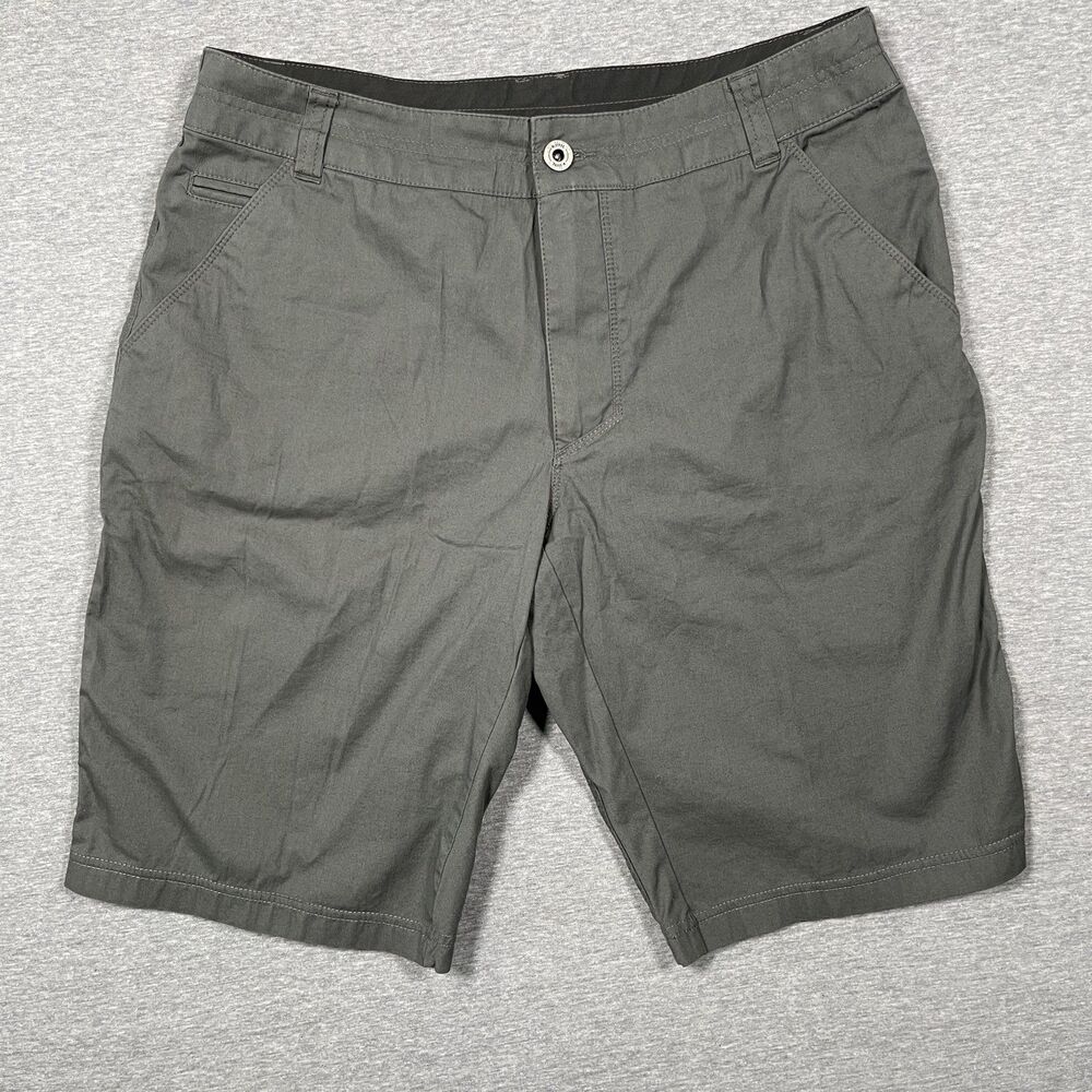 Kuhl Cargo Shorts Mens 34 Gray Cotton Nylon Pockets 11in Flat Front Casual